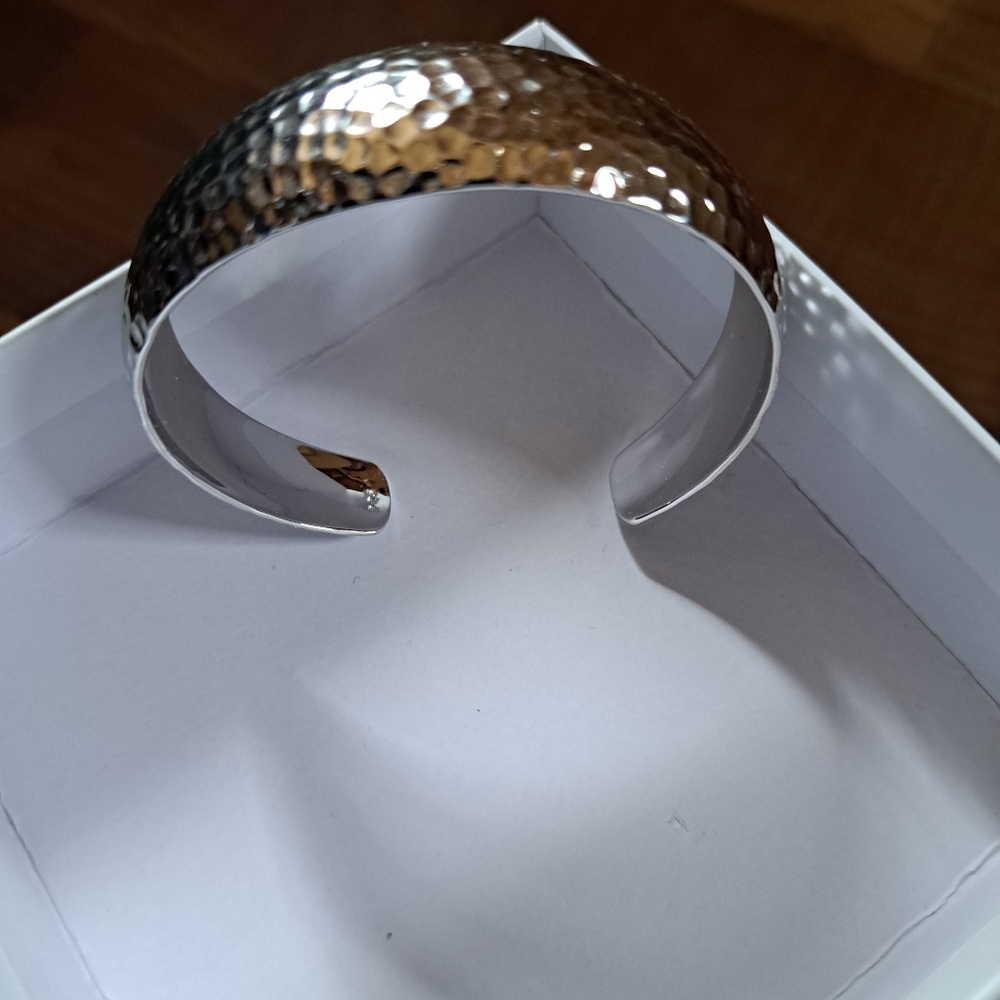 Hammered 925 Silver Cuff Bracelet